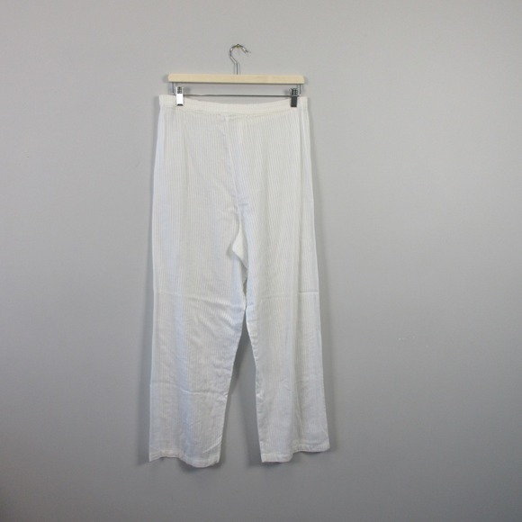 Celestine Pajama Set Women White Striped 100% Cotton Lace Trim Lounge Vtg 252 - Picture 2 of 16